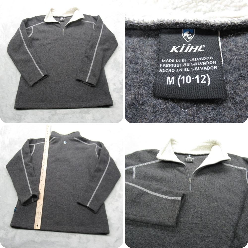 Kuhl Sweatshirt‎ Youth Medium Gray Super Soft Fleece 1/4 Zip Pullover Outdoor